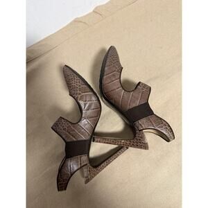 MOSCHINO Shoes Womens Size 40 Brown Croc Embossed Slingback Heels Made In Italy